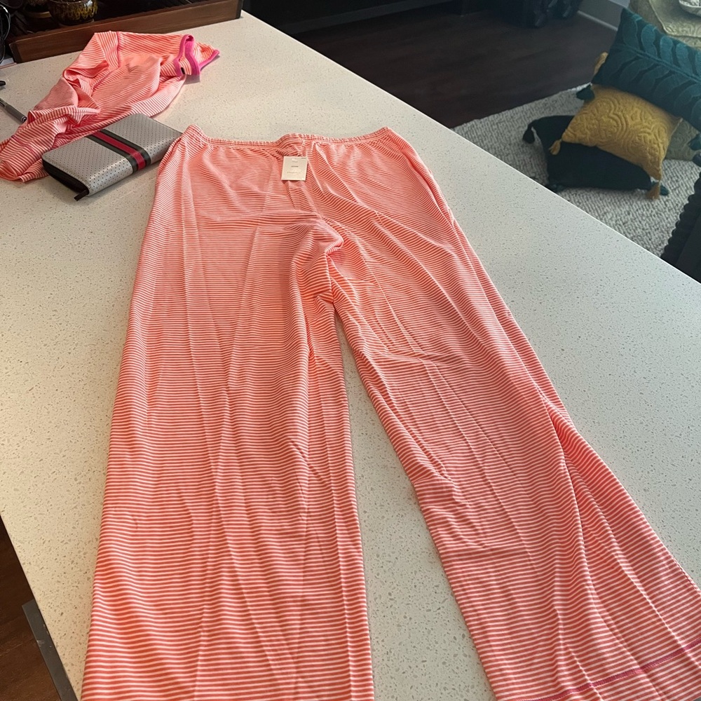 NWT Lauren by Ralph Lauren Striped Orange and White Pajamas - Picture 10 of 13